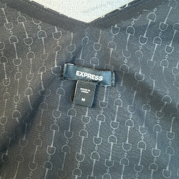 Express Camisole Tank Top Womens M Black White Horse Bit Buckle Design Loose Fit - Picture 8 of 10